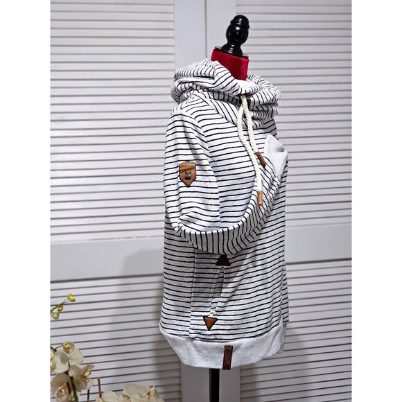 NAKETANO Darth X Striped Funnel Neck Pullover Hoodie Sweatshirt Size Medium 2210 - Picture 3 of 13